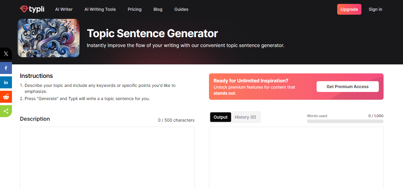 Typli.ai Topic Sentence Generator