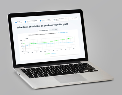 En dator som visar strategiverktyget GoalEnvision