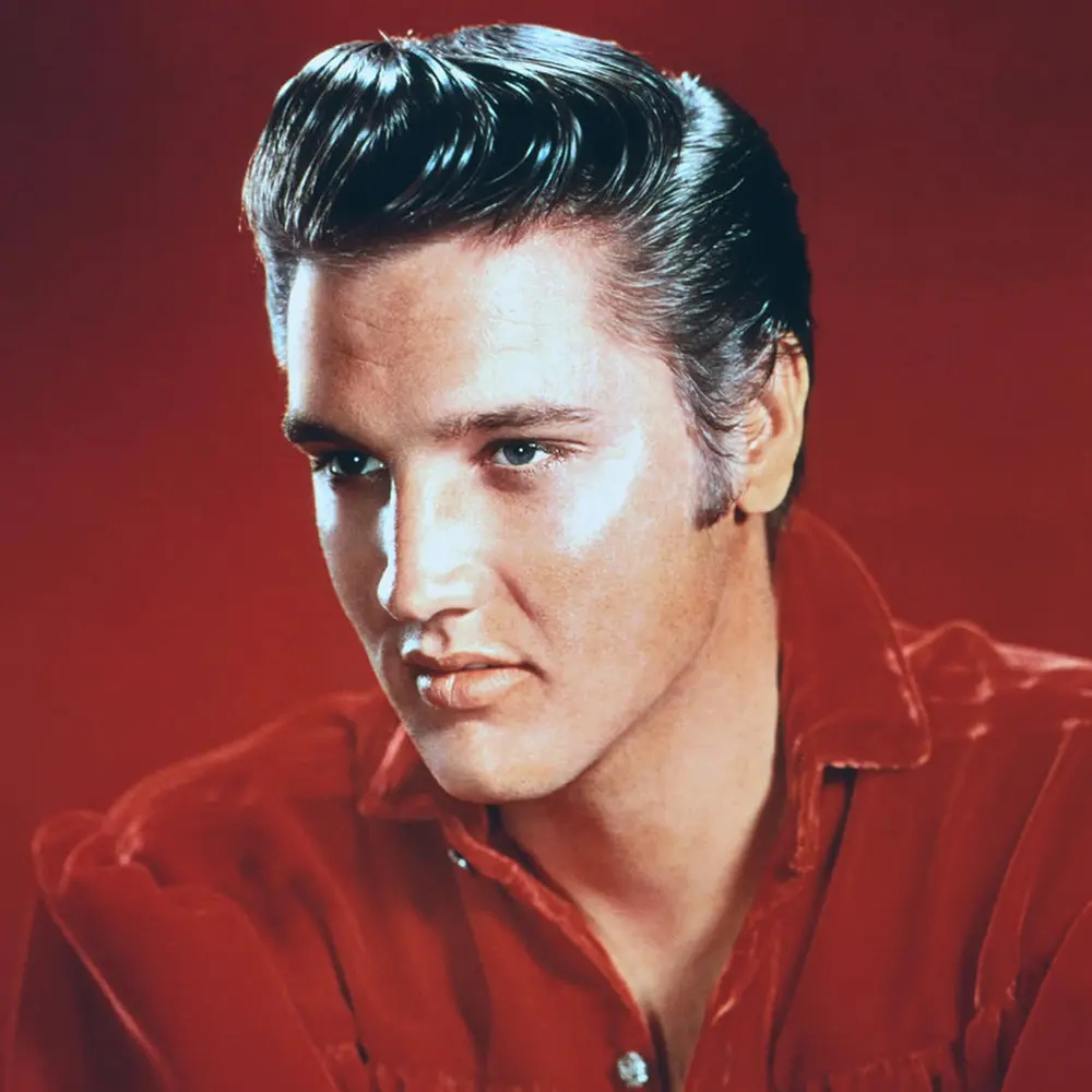 Elvis Presley wearing a pompadour hairstyle