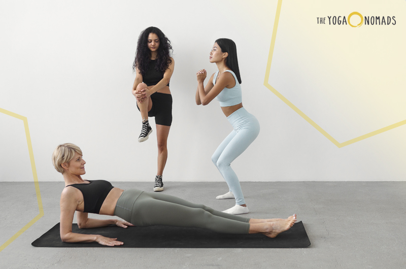 3 women stretching to relieve sore muscles