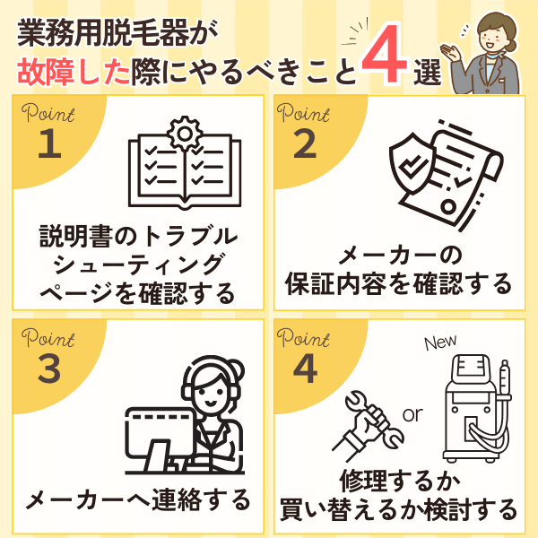 業務用脱毛機が故障した際にやるべきこと4選