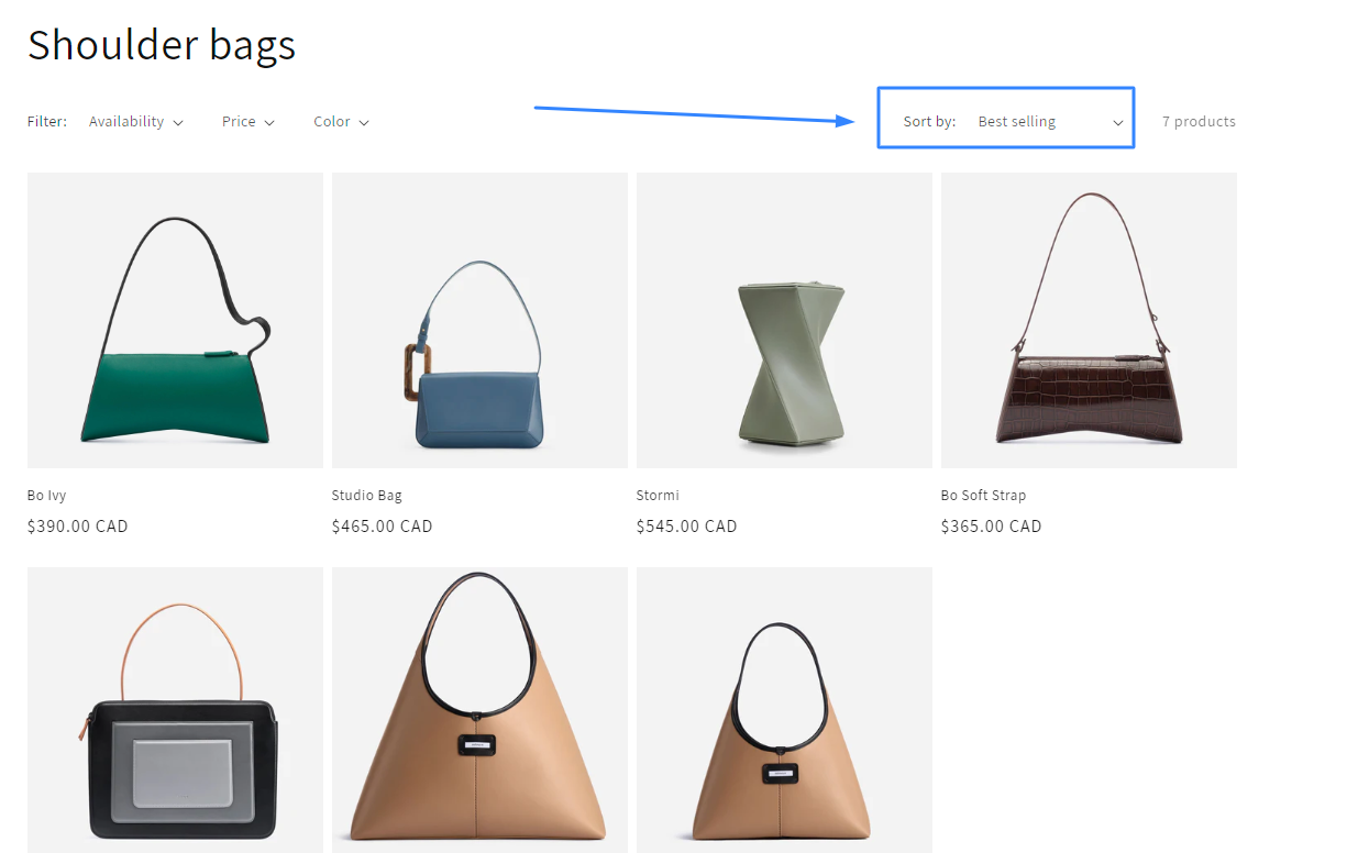 Product filtering and sorting shopify dawn theme