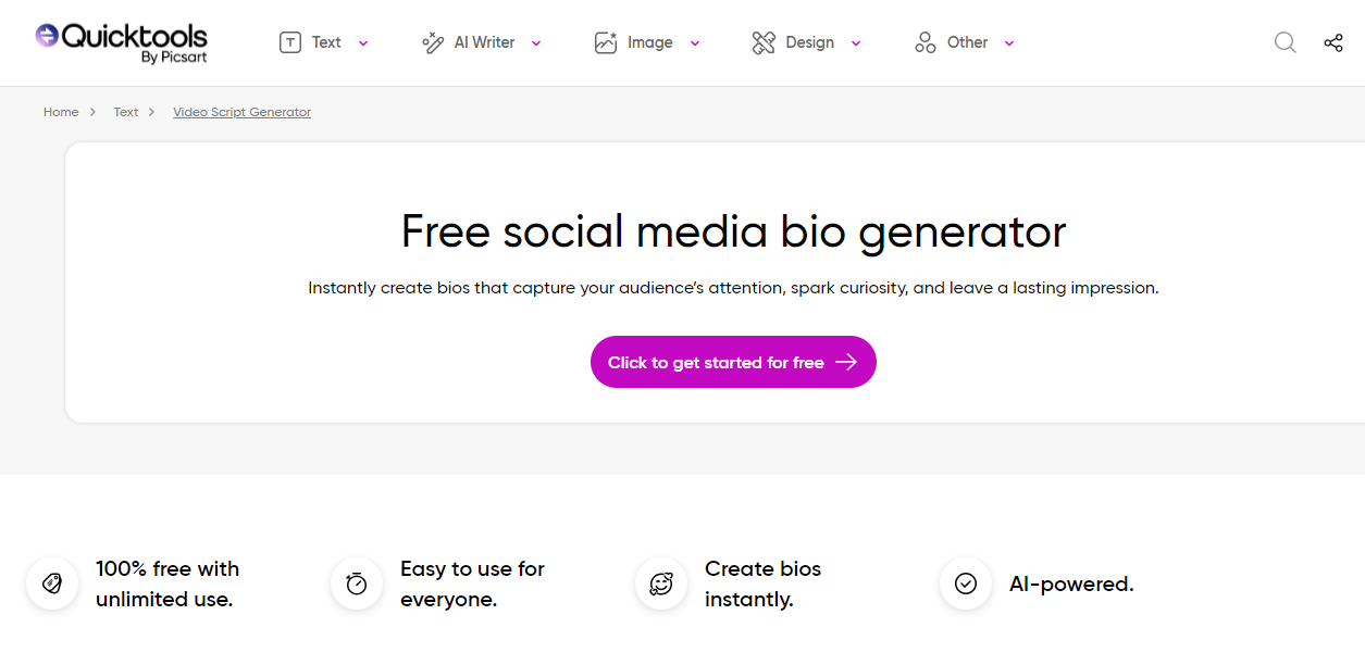 Picsart Bio Generator