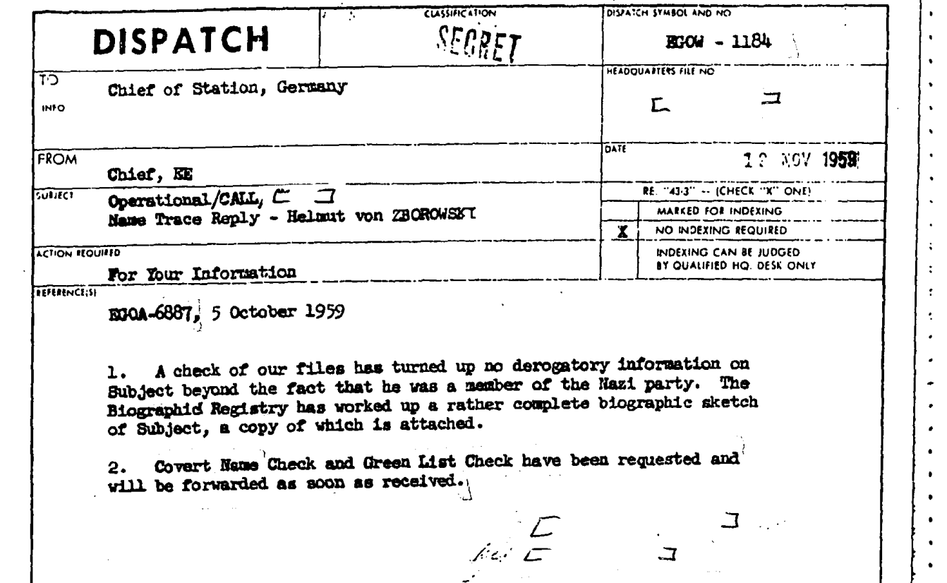 r/UFOB - CIA Counterintelligence background checks onZborowski