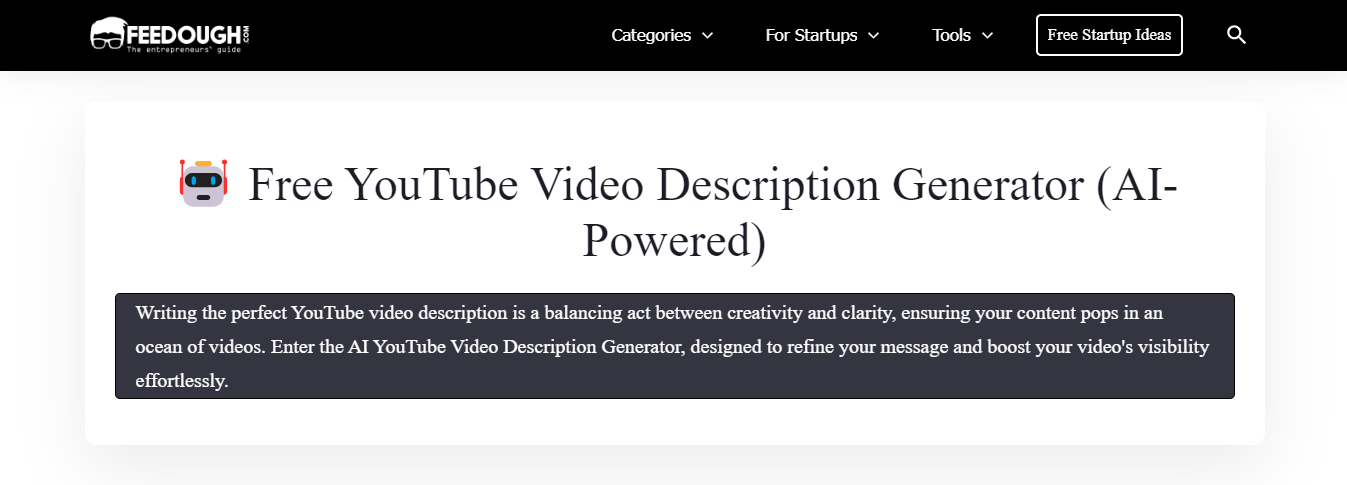 Feedough YouTube Video Description Generator