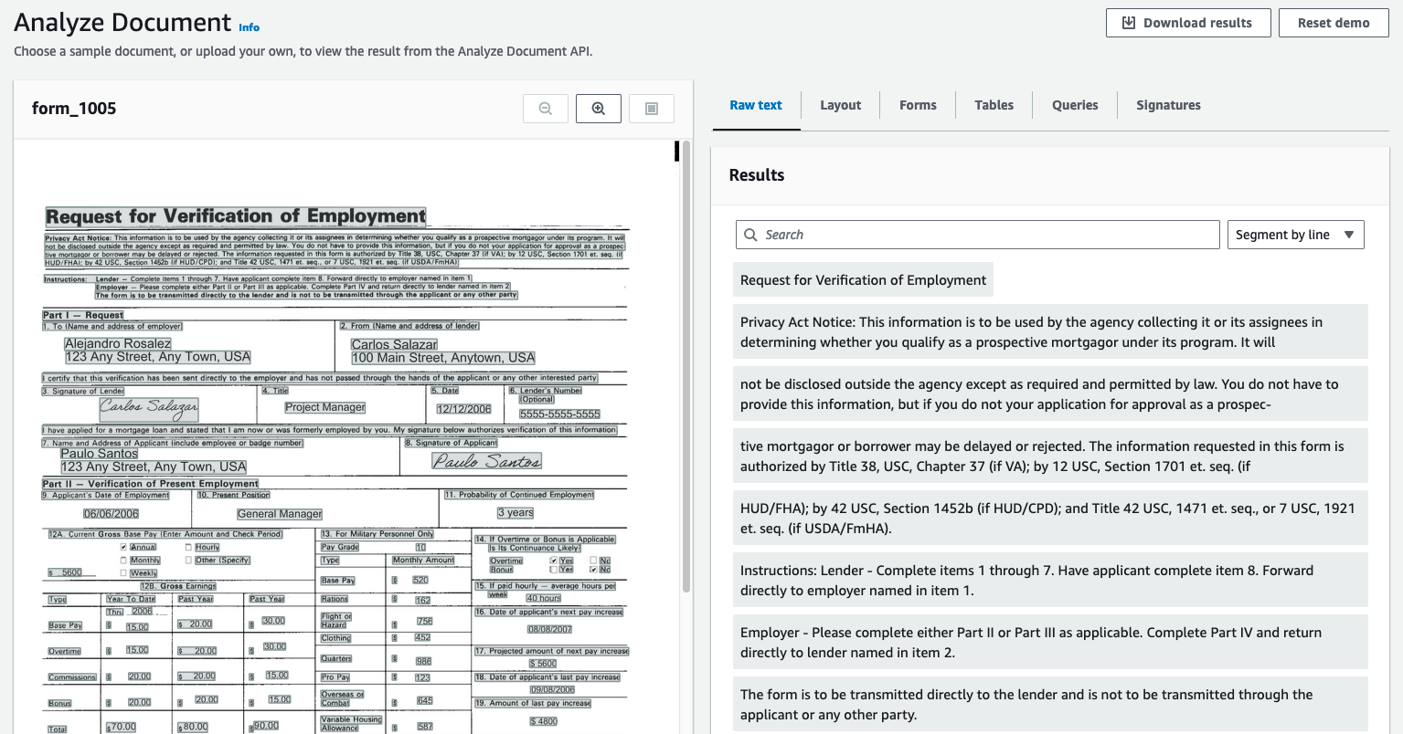 Amazon Textract Input/Output