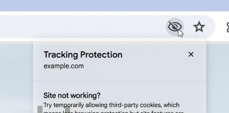 A screenshot of the Tracking Protection button in Google Chrome.