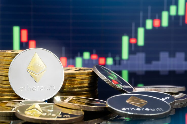 An image showing ethereum coins 