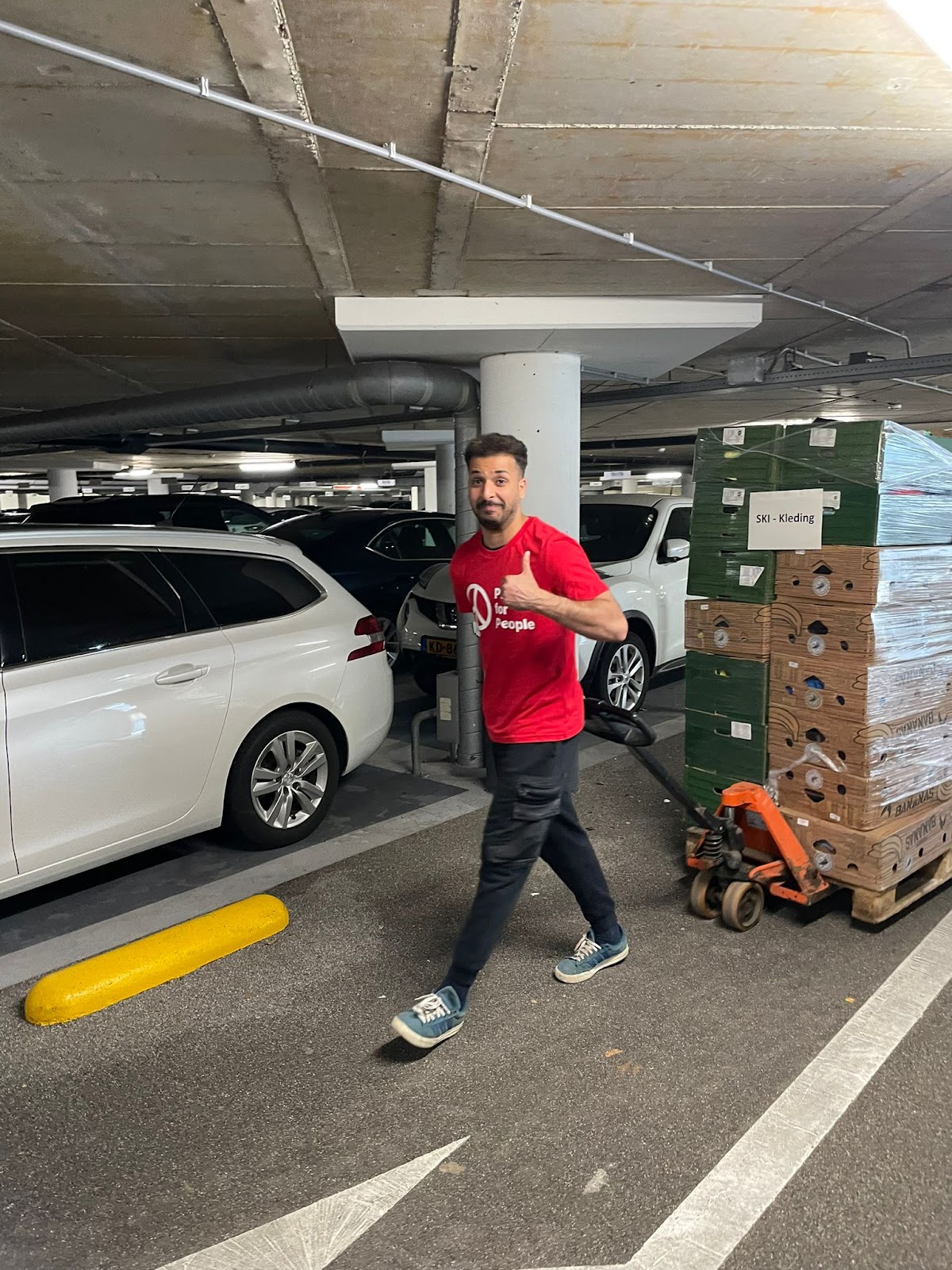 Organizing donations in our warehouse