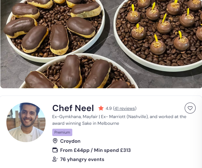 Chef Neel’s private catering in London