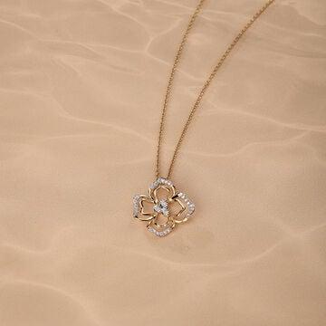 Blooming Radiance 14 Kt Gold & Diamond Pendant