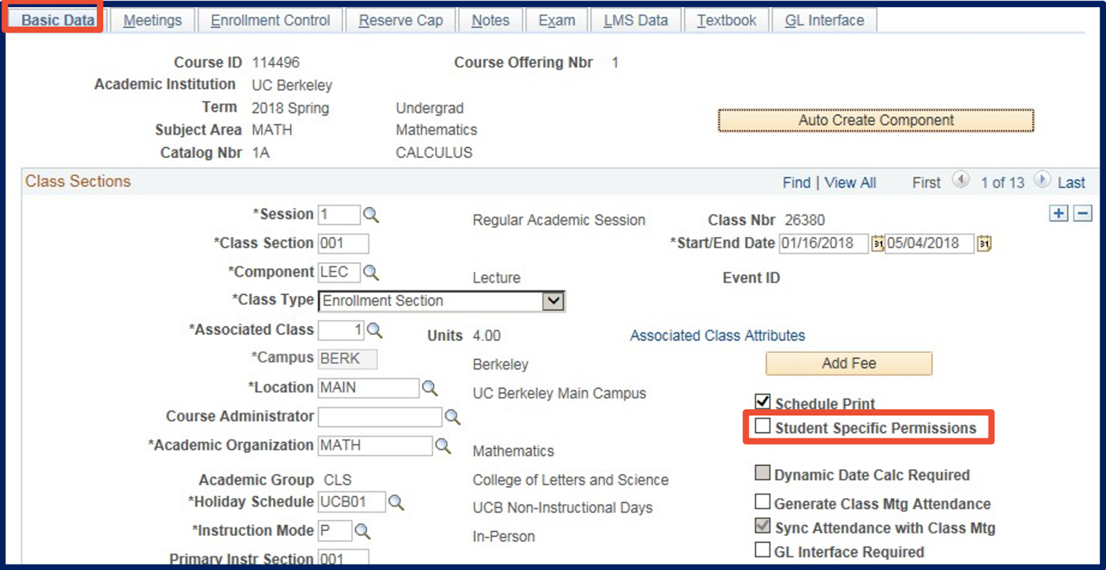 If the Student Specific Permissions is not selected, permisiion numbers will be used