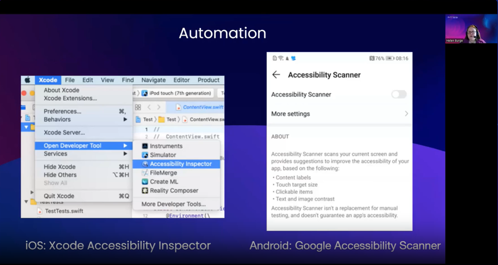 Screen shot of automation tools