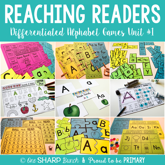 Encourage letter identification, sound recognition and letter fluency with these differentiated alphabet activities, perfect for small group instruction, guided reading groups or literacy centers! Foster early phonics and phonemic awareness skills with the FREE printable resource!