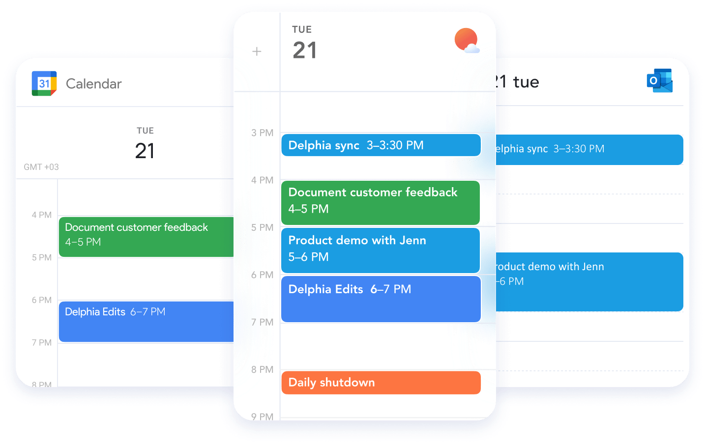 Calendar integrations on producitivity apps