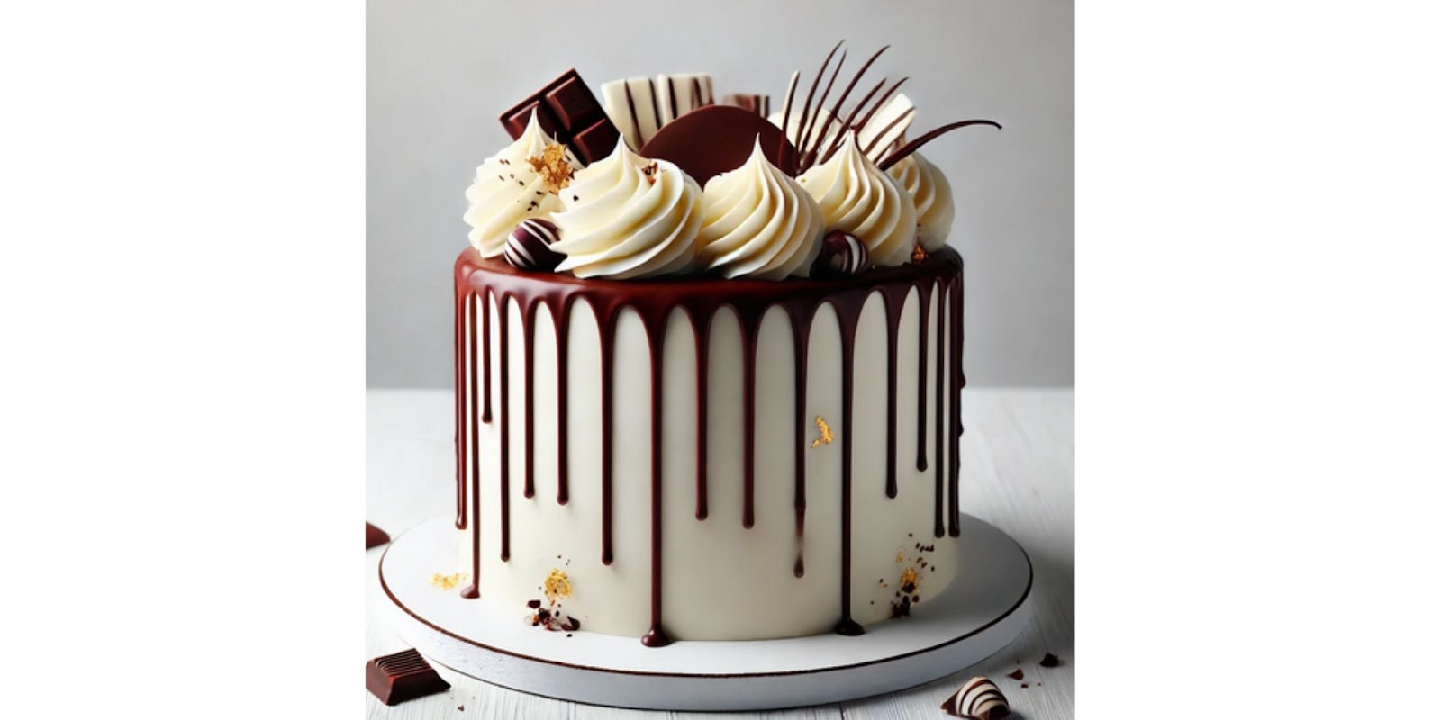 White Buttercream Cake with Chocolate Drips