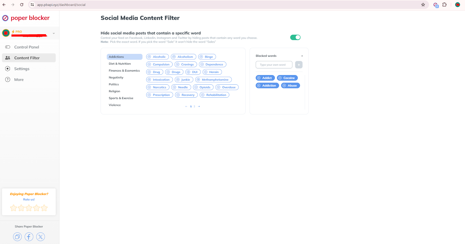 Social media filtering allows you to mute words