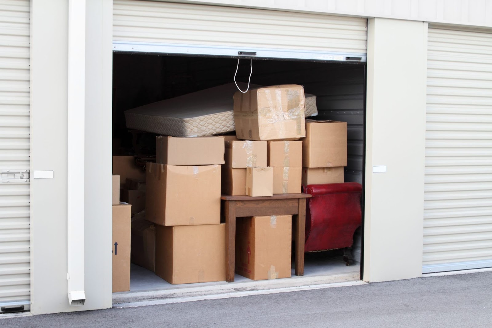 stack of boxes inside a storage unit