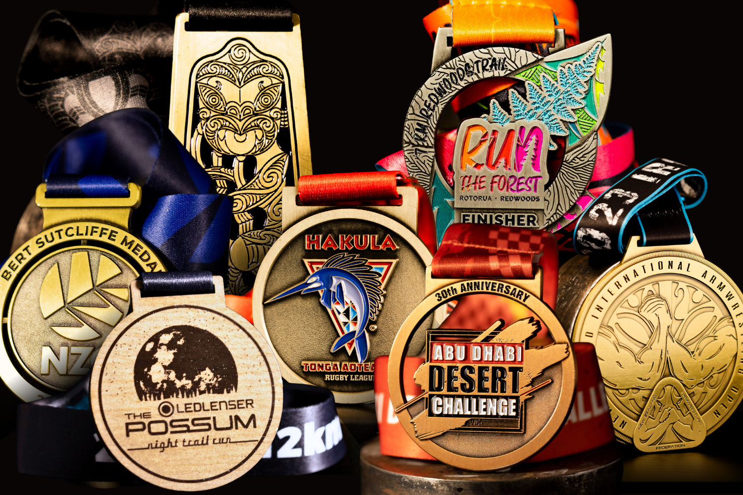 Collection of medals custom-made by Badges And Medals.