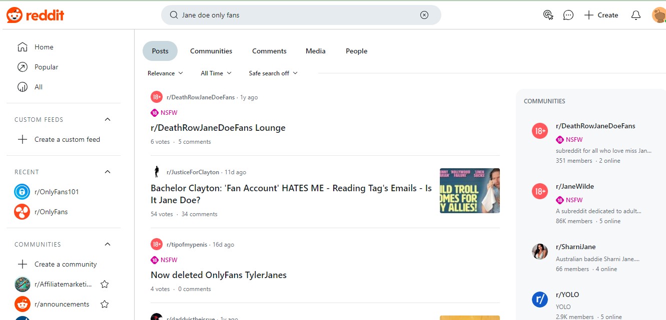 view search result on reddit