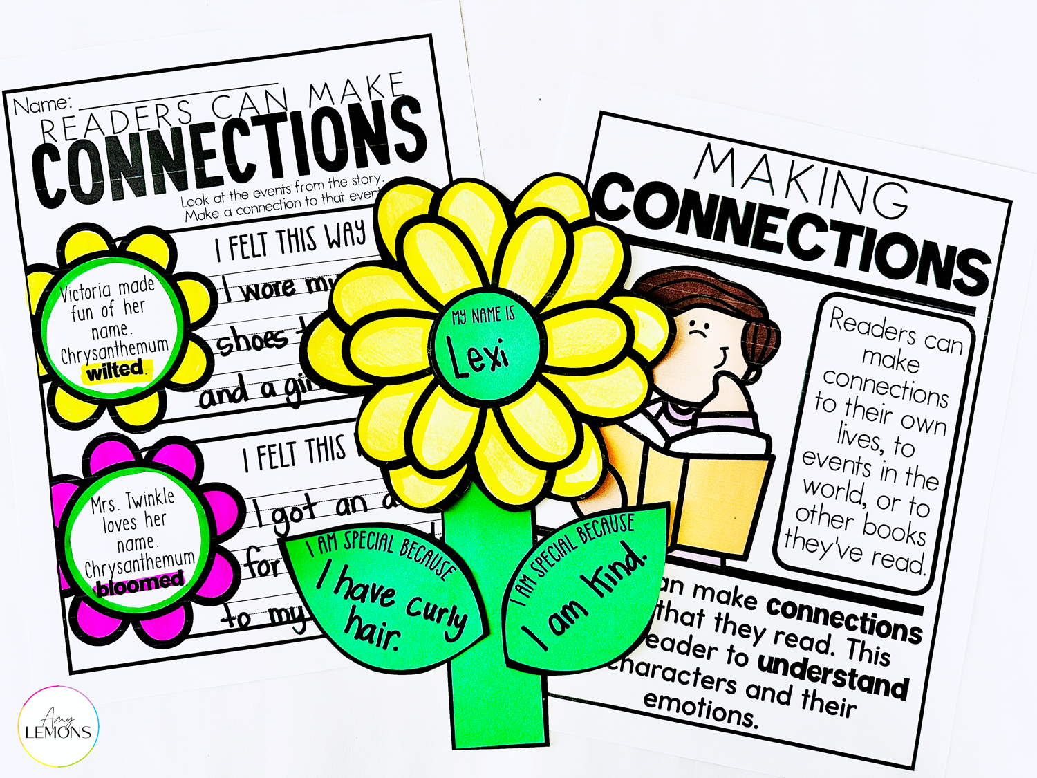 Back to school reading activities for making connections with sunflower craft 