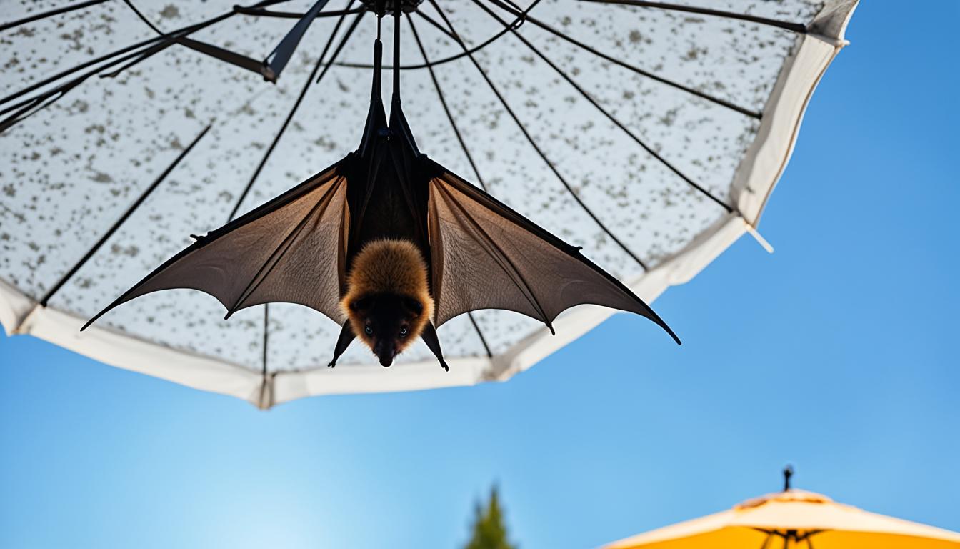 bat in patio umbrella