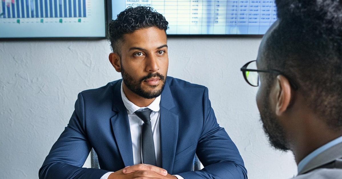 man in a suit at an appointment