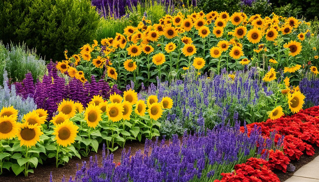 Create a colorful image of a garden blooming with positivity, featuring a variety of flowers and plants that represent different affirmations for empowerment, such as sunflowers for confidence, lavender for relaxation, and daisies for joy. The garden should be filled with vibrant energy and radiate feelings of hope and inspiration, encouraging viewers to embrace positive affirmations in their daily lives.