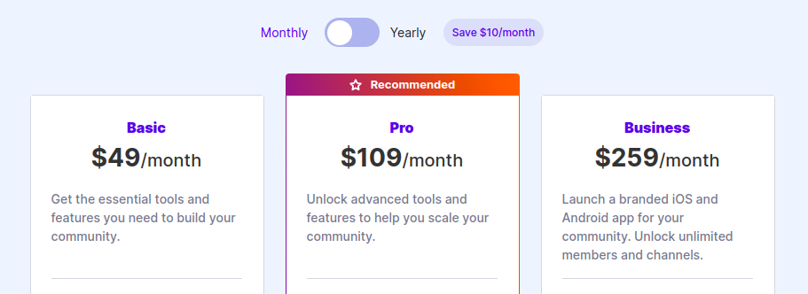 GroupApp pricing page