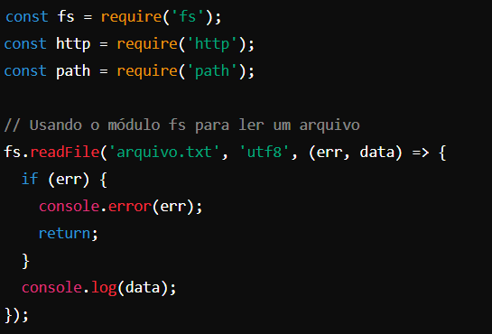 Módulos e pacotes do node