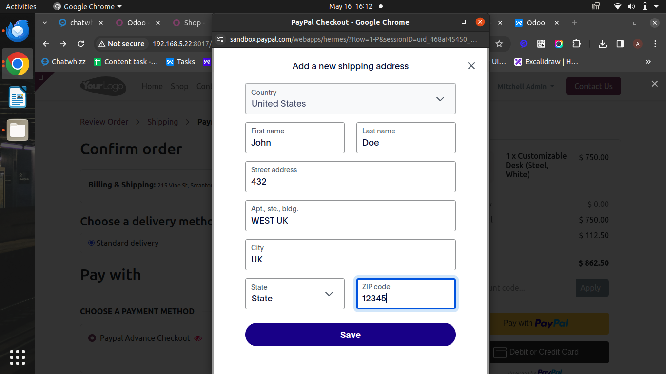 Odoo Website Paypal Advance Checkout Payment Acquirer