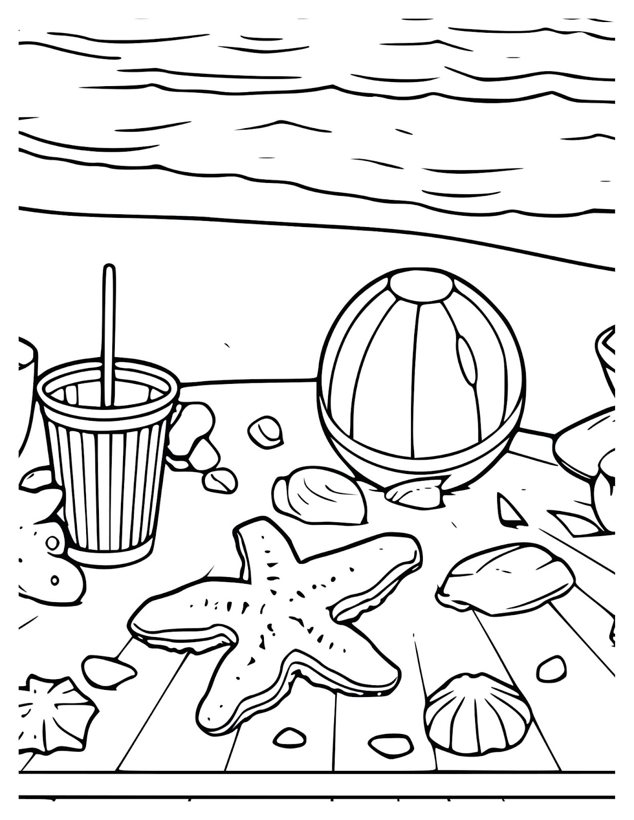 Beach Toys And Shells delaware coloring pages