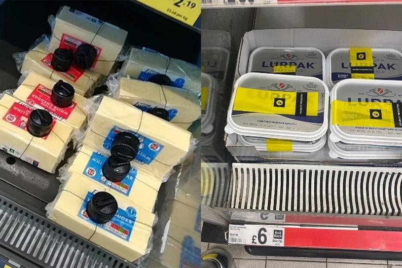 Supermarkets add security tags to everyday grocery items