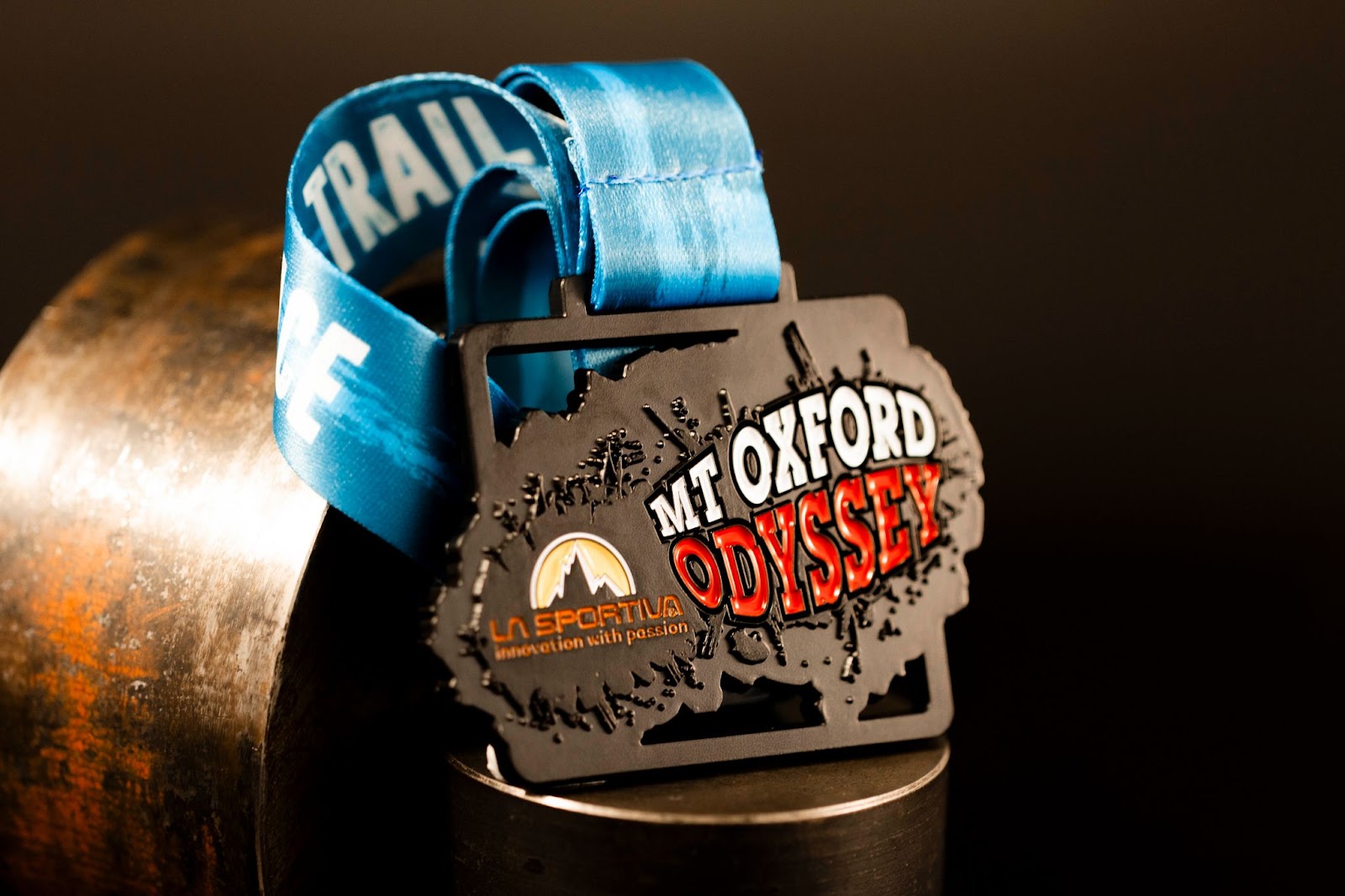 Custom Mt Oxford Odyssey medal with a custom medal shape.