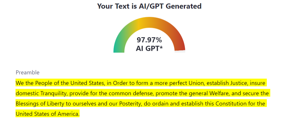 AI Detectors Stop Working: US Constitution Case Study
