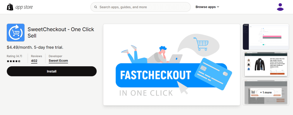 Shopify Apps To Implement One-Page Checkout - SweetCheckout ‑ One Click Sell