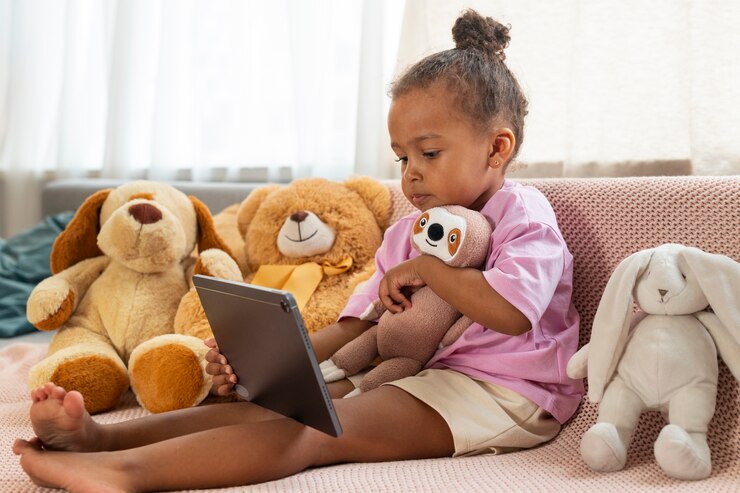 Toddler with toys
