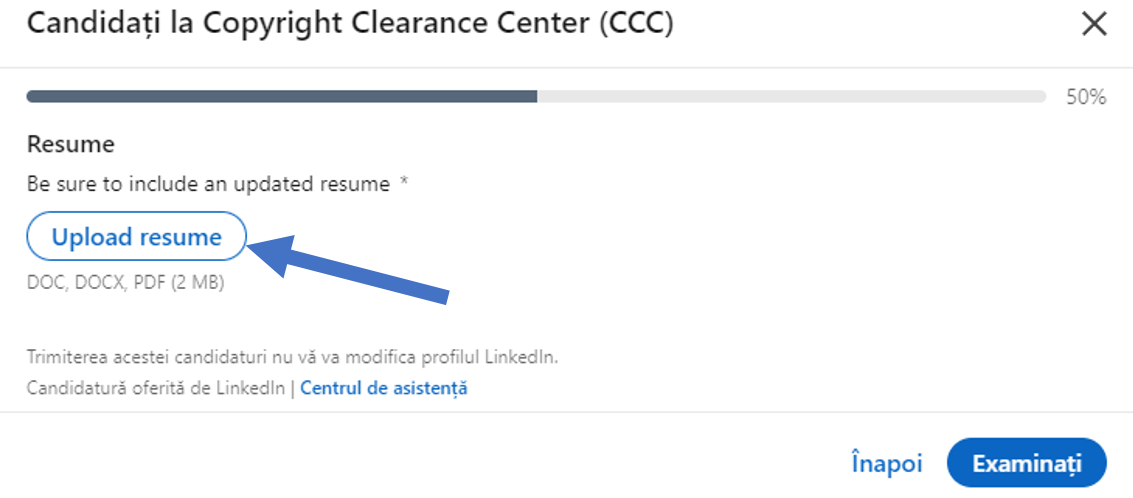 Încărcarea CV-ului pe LinkedIn