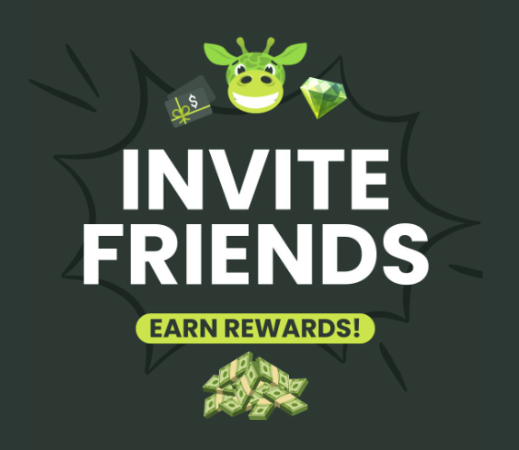 Cash Giraffe's Facebook page offering rewards for inviting friends to the app. 