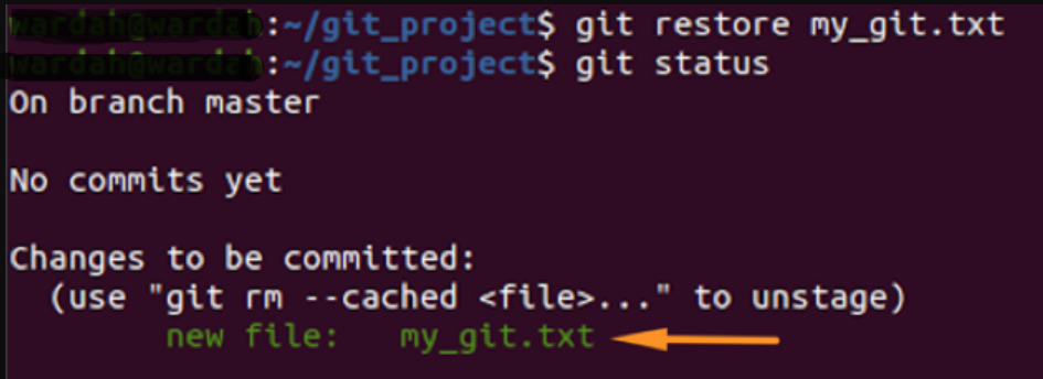 Employing git restore to Unstage