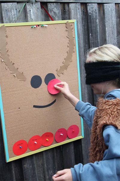 pin the nose on the rudolph christmas game