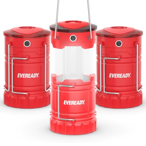 Eveready LED Camping Lantern 360 PRO (3-Pack), Super Bright Tent Lights, Rugged Water Resistant LED Lanterns, 100 Hour Run-time (Batteries Included)