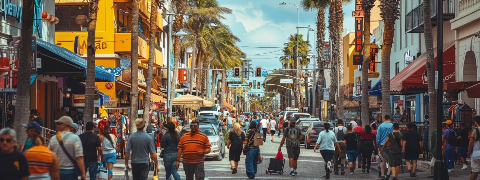 a bustling street in pharr filled with thriving businesses and increased foot traffic.