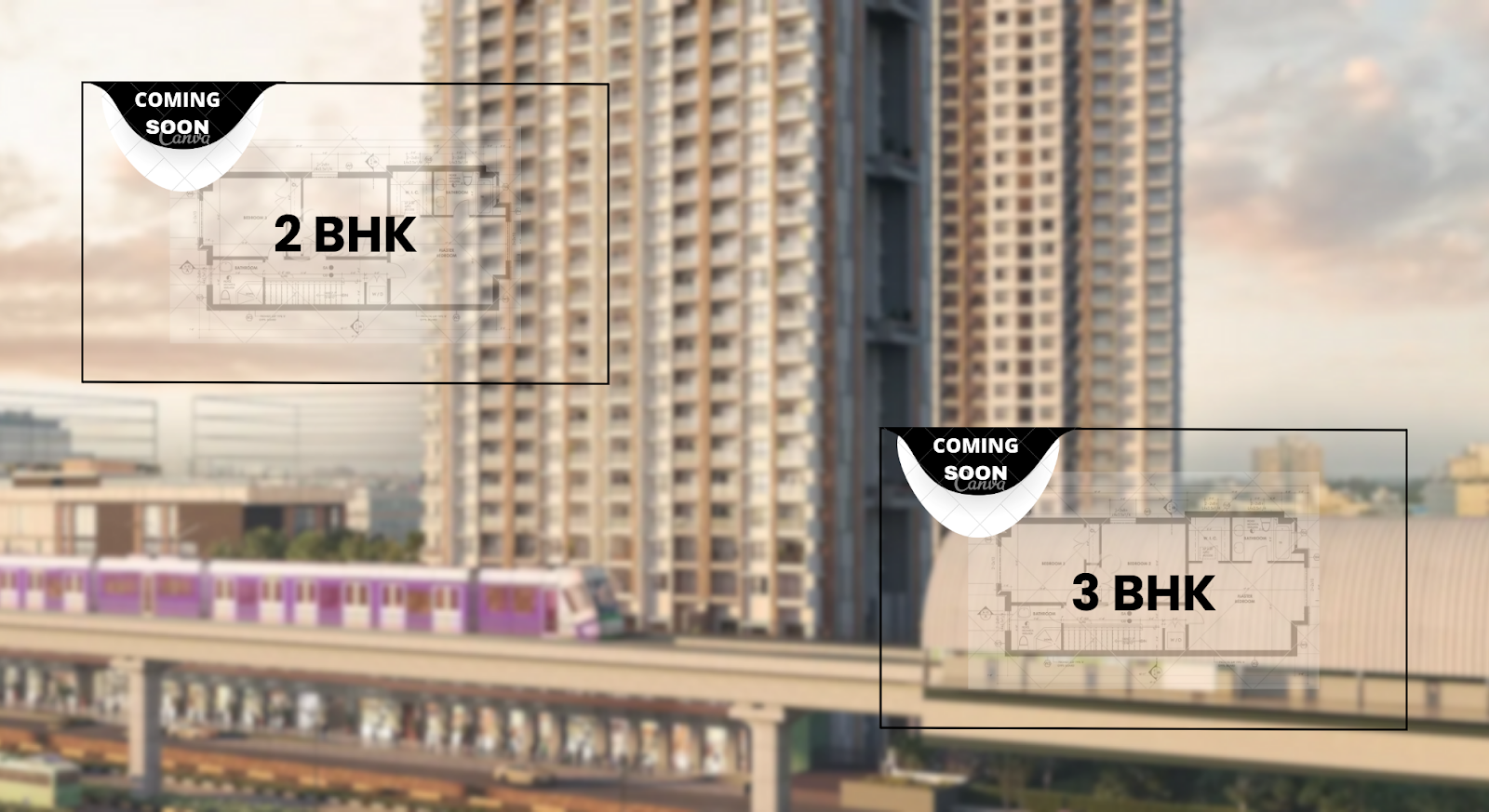 The launch tower will offer you the 2 and 3 BHK flats for you.