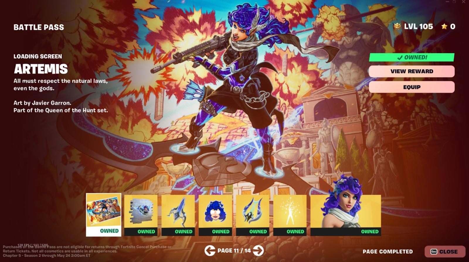 Screenshot of Fortnite's Battle Pass rewards