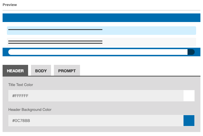 SmartChat Header Text and Color Configuration Options