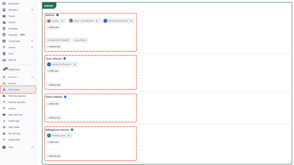 App admin permission