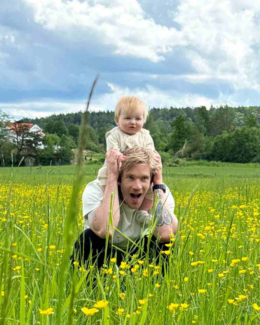 PewDiePie playing with his son