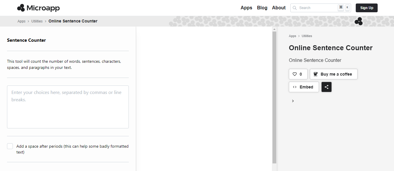 Microapp.io Sentence Counter
