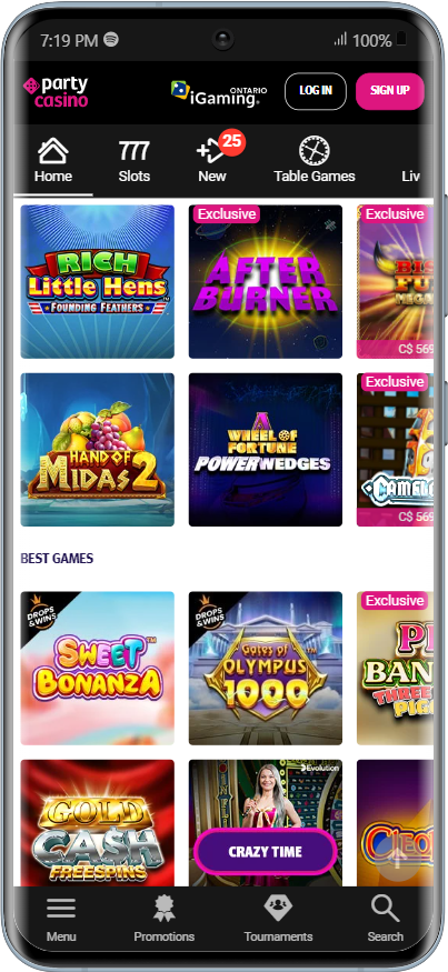 Mobile Betting at Party Casino